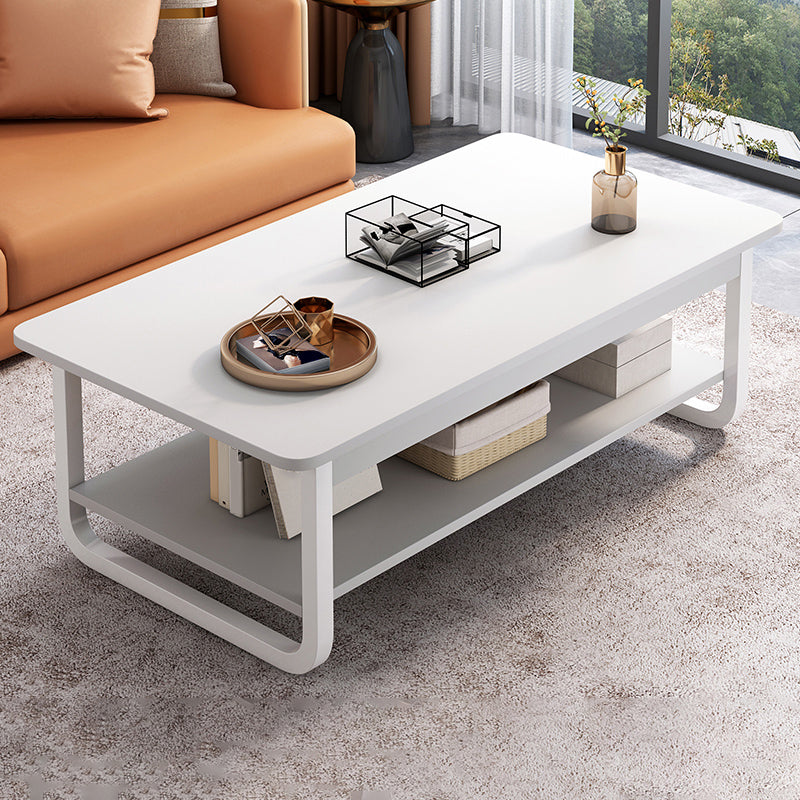 4 Legs Storage Coffee Table Set Modern Wood Rectangle Coffee Table