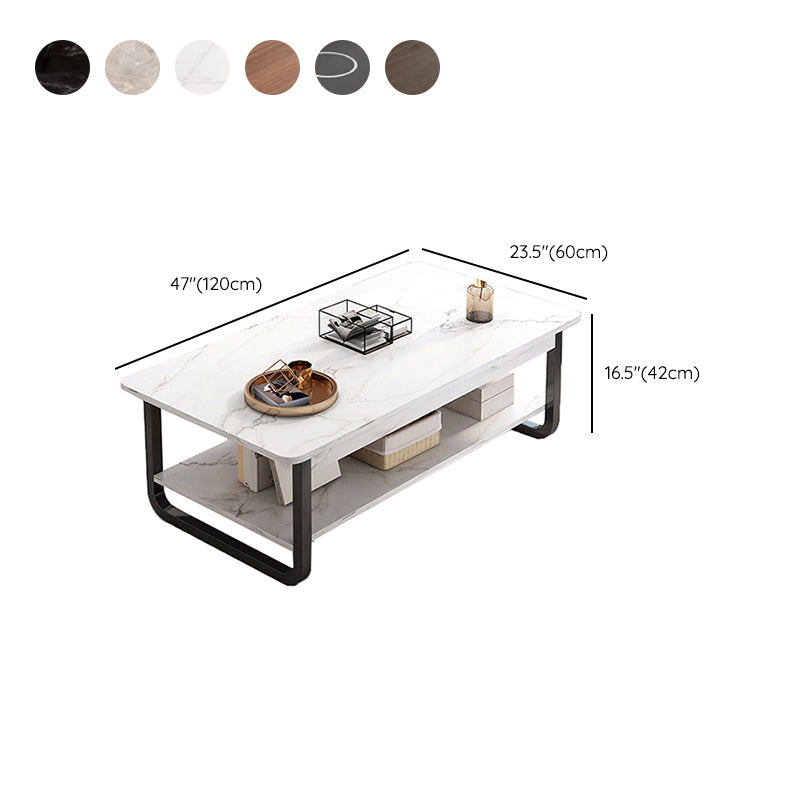 4 Legs Storage Coffee Table Set Modern Wood Rectangle Coffee Table