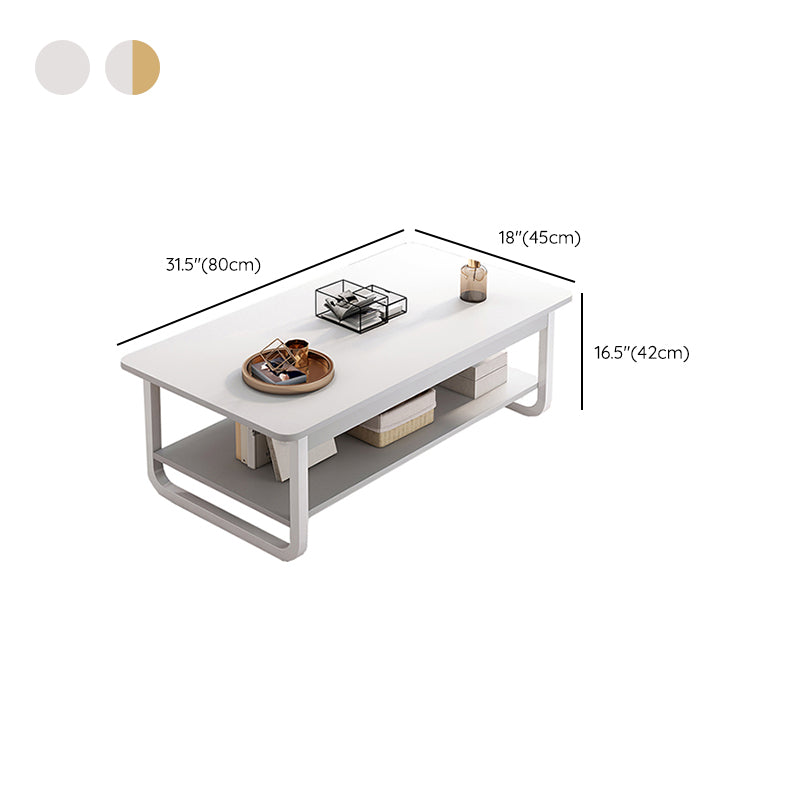4 Legs Storage Coffee Table Set Modern Wood Rectangle Coffee Table