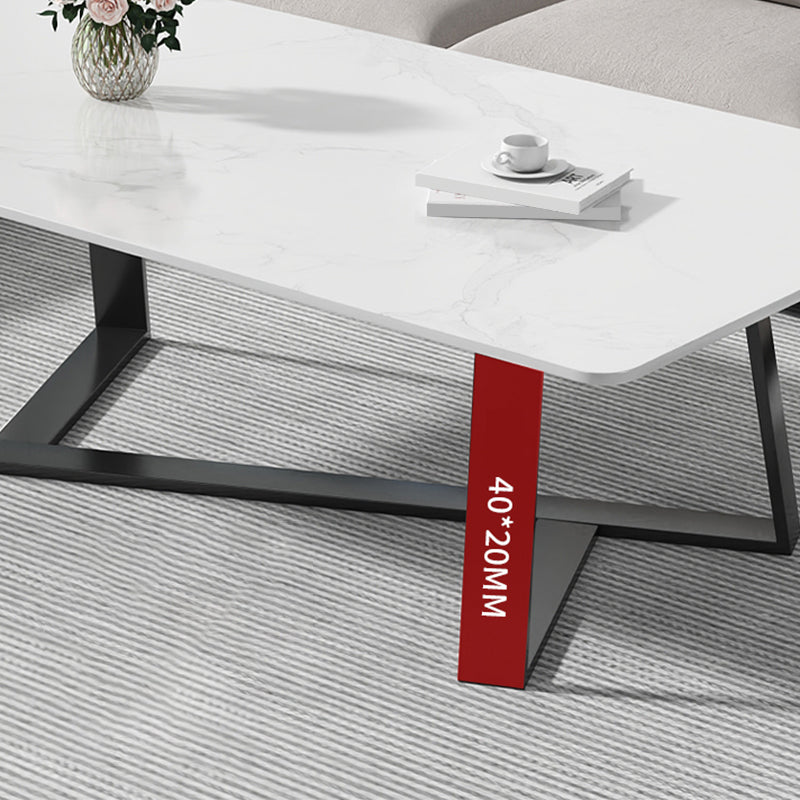 Stone and Metal Coffee Table Contemporary Coffee or End Table with Cross Legs