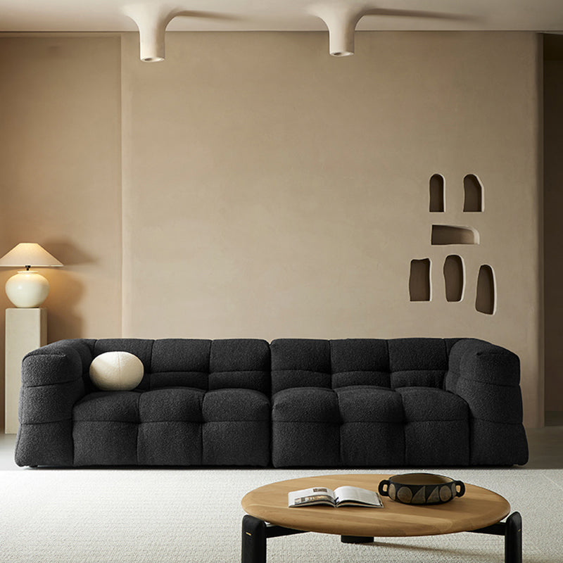 Contemporary 41.3" D Wool Sofa Biscuit Back Tuxedo Fabric Sofa
