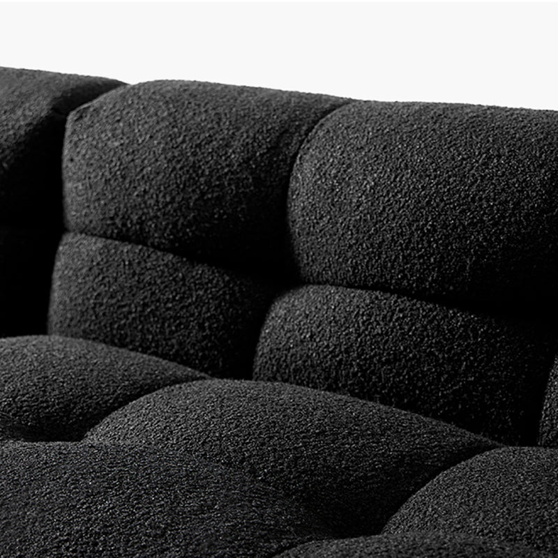 Contemporary 41.3" D Wool Sofa Biscuit Back Tuxedo Fabric Sofa
