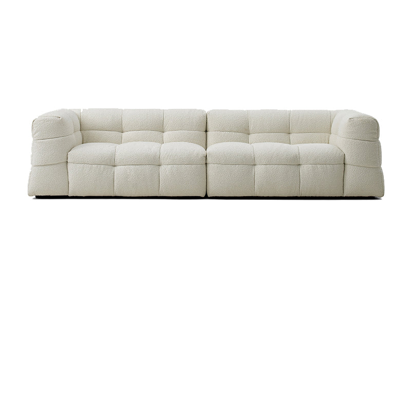 Contemporary 41.3" D Wool Sofa Biscuit Back Tuxedo Fabric Sofa