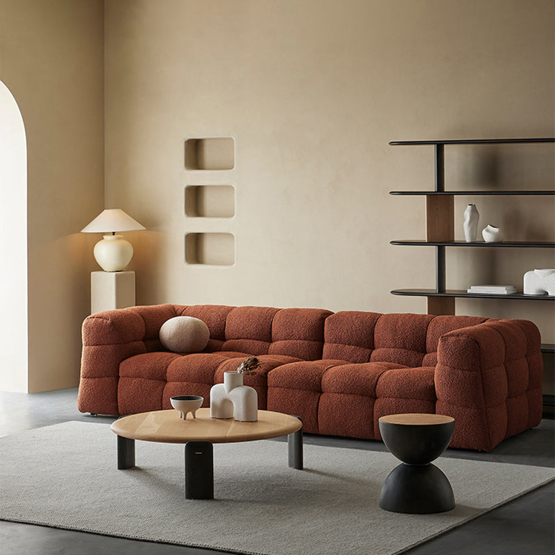 Contemporary 41.3" D Wool Sofa Biscuit Back Tuxedo Fabric Sofa