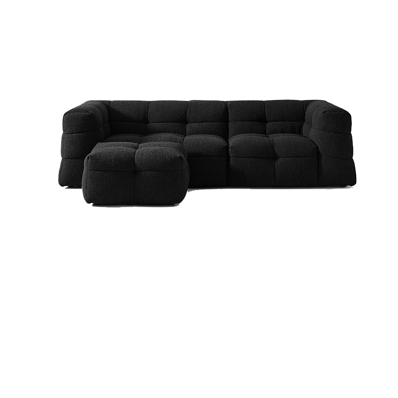 Contemporary 41.3" D Wool Sofa Biscuit Back Tuxedo Fabric Sofa