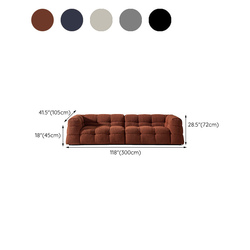 Contemporary 41.3" D Wool Sofa Biscuit Back Tuxedo Fabric Sofa