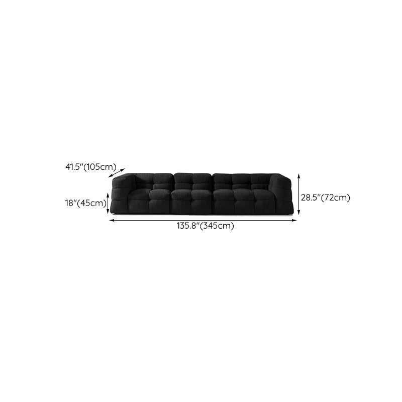 Contemporary 41.3" D Wool Sofa Biscuit Back Tuxedo Fabric Sofa