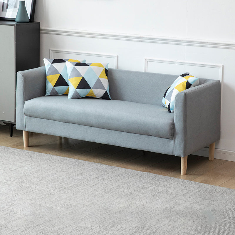 Tuxedo Arm Single Cushion Sofa Nordic Faux Leather and Wood Sofa with Pillows