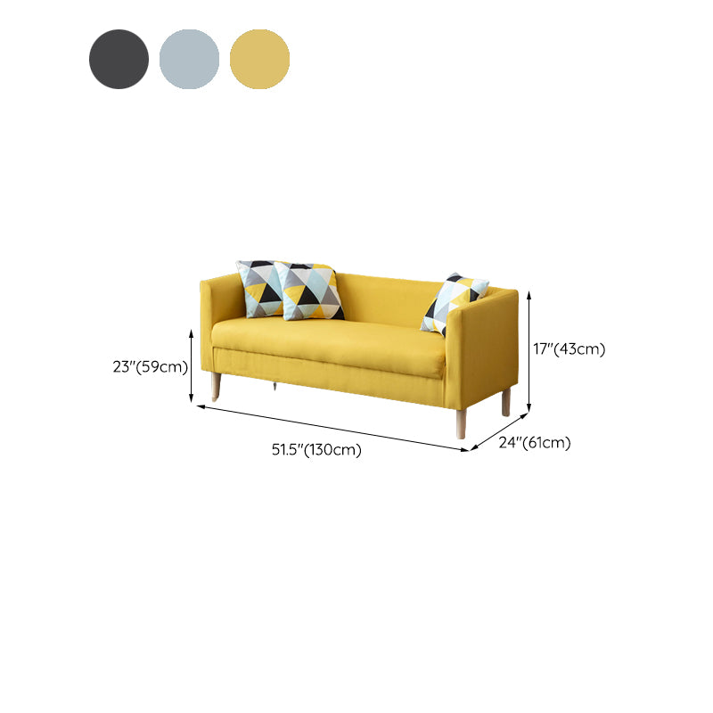 Tuxedo Arm Single Cushion Sofa Nordic Faux Leather and Wood Sofa with Pillows