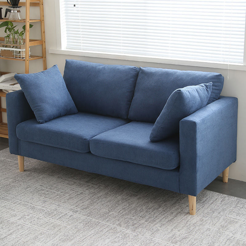 Slipcovered Fabric Sofa Scandinavian Square Arm Loose Back Sofa