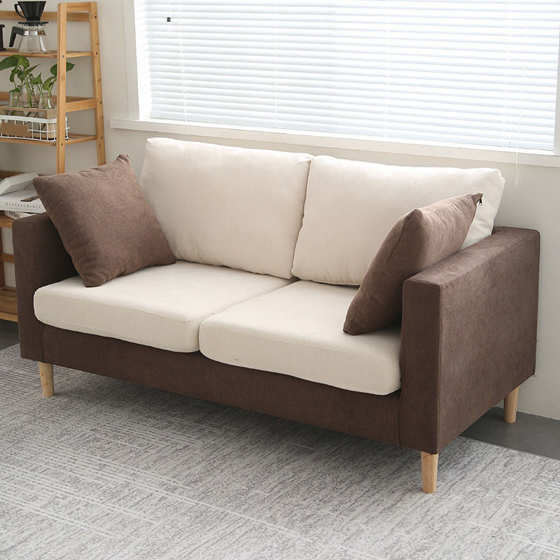 Slipcovered Fabric Sofa Scandinavian Square Arm Loose Back Sofa