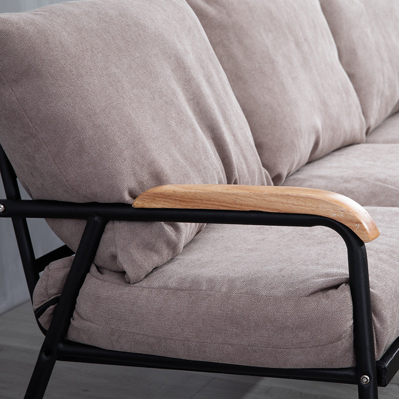 Metal and Wood Square Arm Sofa Industrial Loose Back Cushions Sofa