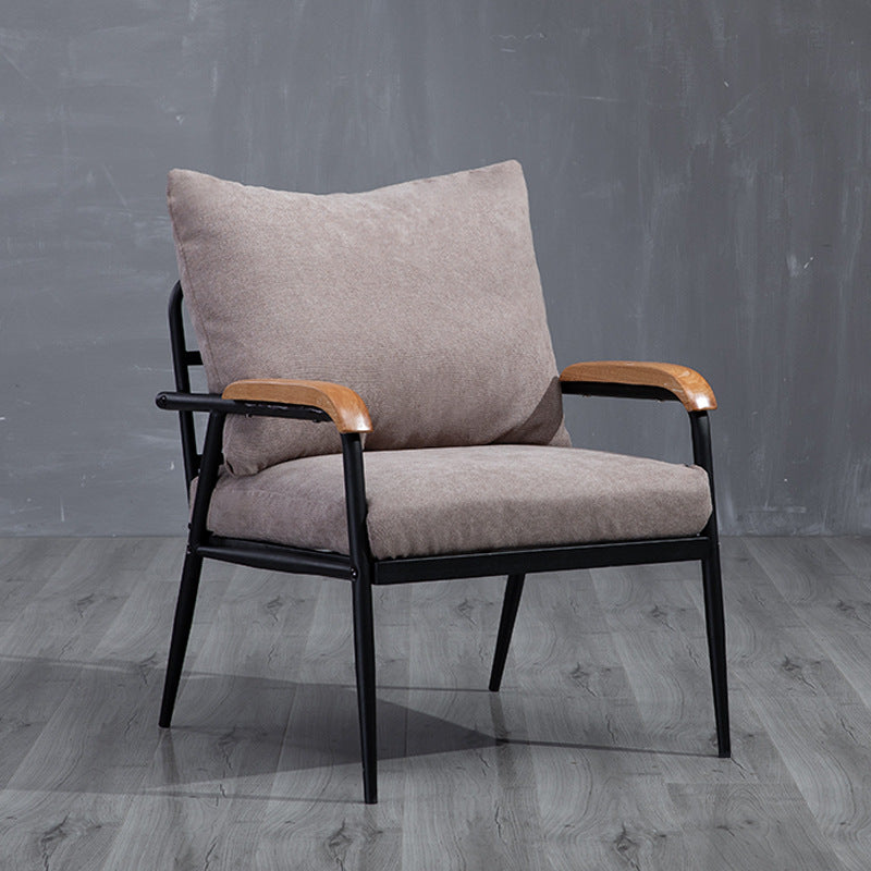 Metal and Wood Square Arm Sofa Industrial Loose Back Cushions Sofa