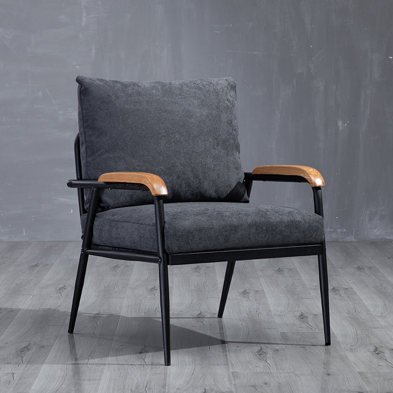 Metal and Wood Square Arm Sofa Industrial Loose Back Cushions Sofa