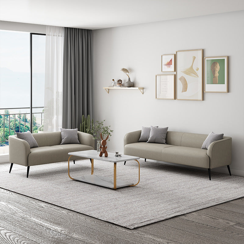 3-Seater Faux Leather Sofa with Pilows 25.6" H Tuxedo Arm Sofa