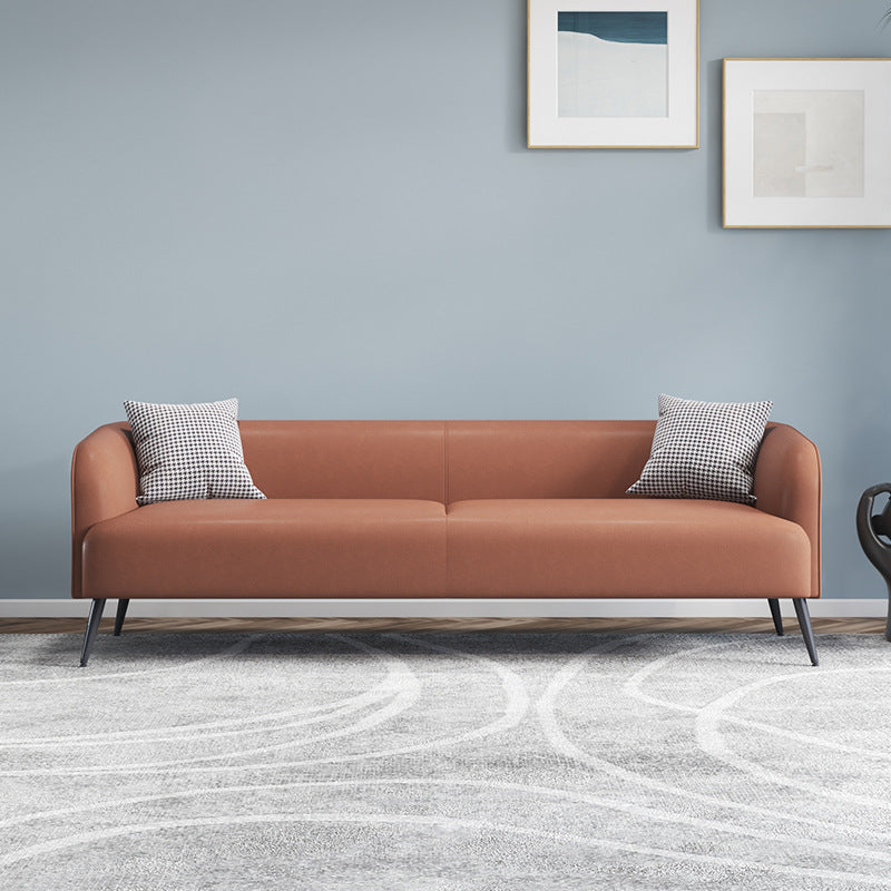 3-Seater Faux Leather Sofa with Pilows 25.6" H Tuxedo Arm Sofa