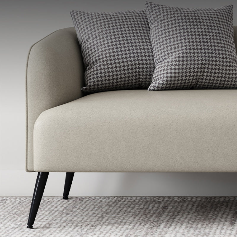 3-Seater Faux Leather Sofa with Pilows 25.6" H Tuxedo Arm Sofa