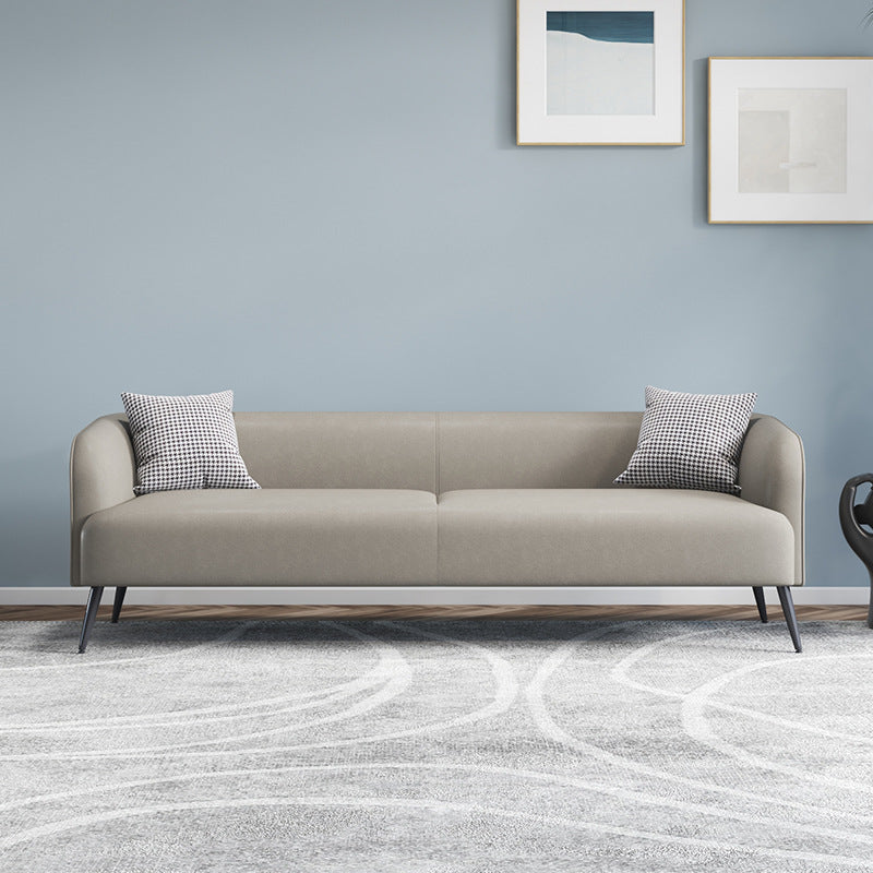 3-Seater Faux Leather Sofa with Pilows 25.6" H Tuxedo Arm Sofa