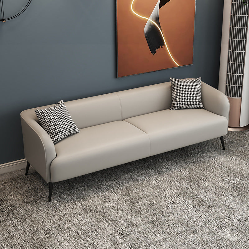 3-Seater Faux Leather Sofa with Pilows 25.6" H Tuxedo Arm Sofa