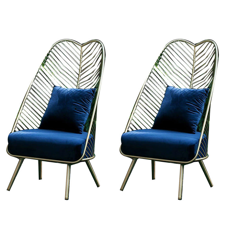 Glam Style Metal Chair Fixed Back Solid Color 4 Legs Armless Chair