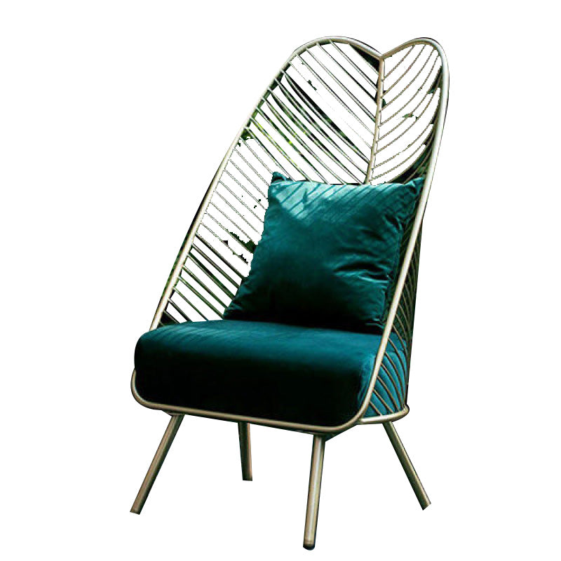 Glam Style Metal Chair Fixed Back Solid Color 4 Legs Armless Chair