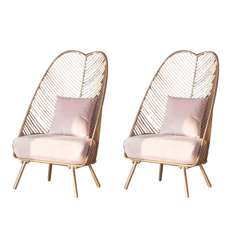 Glam Style Metal Chair Fixed Back Solid Color 4 Legs Armless Chair