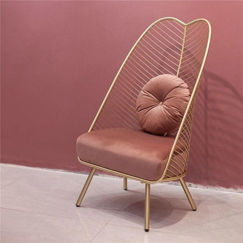 Glam Style Metal Chair Fixed Back Solid Color 4 Legs Armless Chair