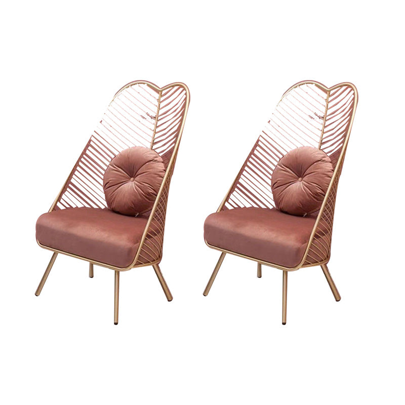 Glam Style Metal Chair Fixed Back Solid Color 4 Legs Armless Chair