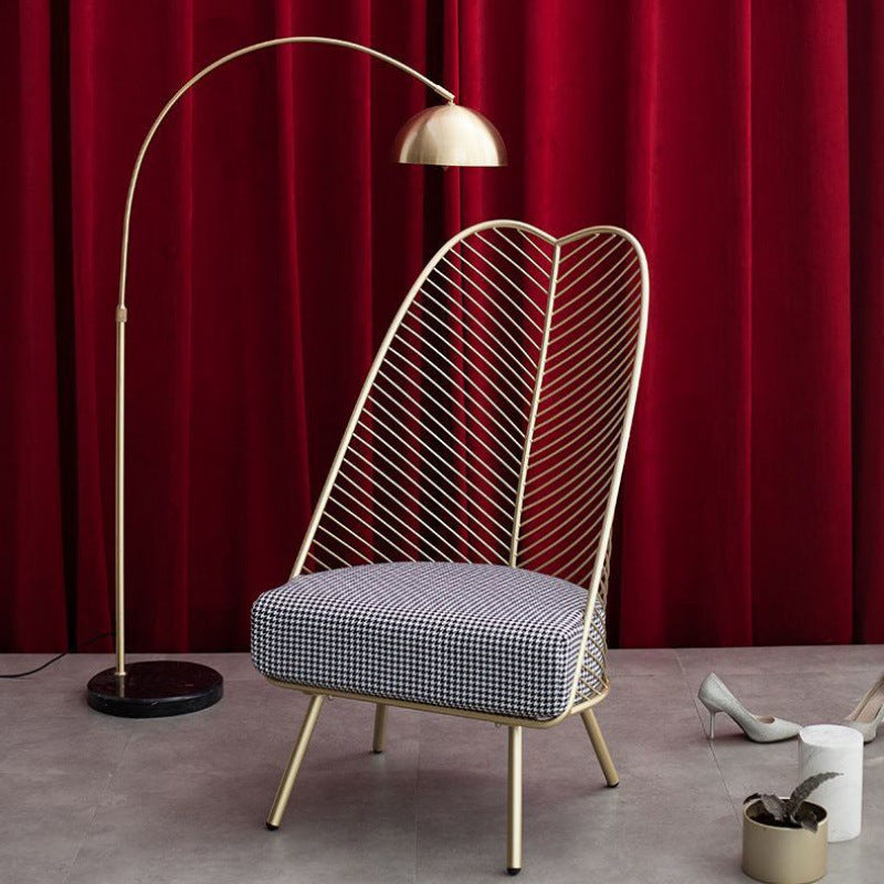 Glam Style Metal Chair Fixed Back Solid Color 4 Legs Armless Chair