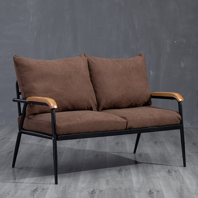 Industrial Style Loose Back Sofa Metal & Wood Frame Cushions Sofa