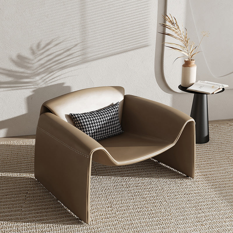 38.18" Wide Faux Leather Armchair Upholstered Pillow Back Accent Chair