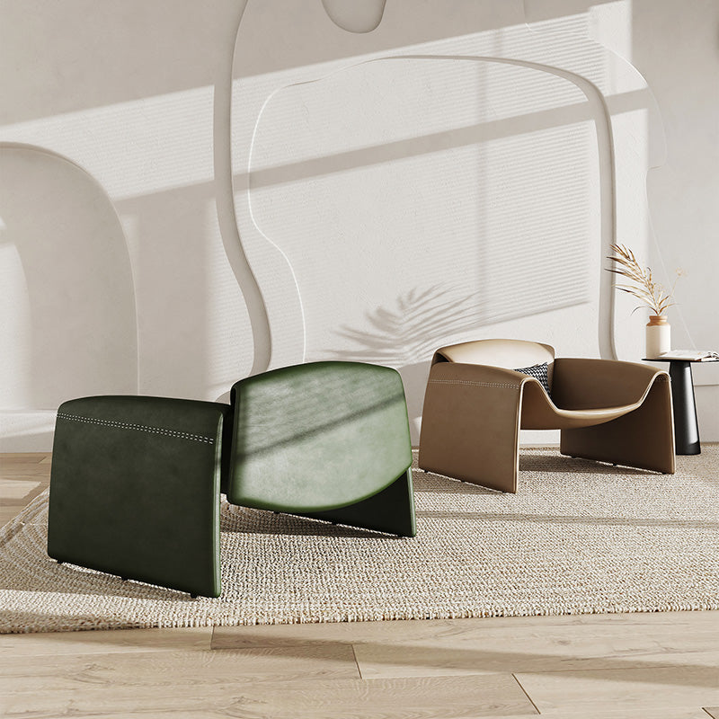 38.18" Wide Faux Leather Armchair Upholstered Pillow Back Accent Chair