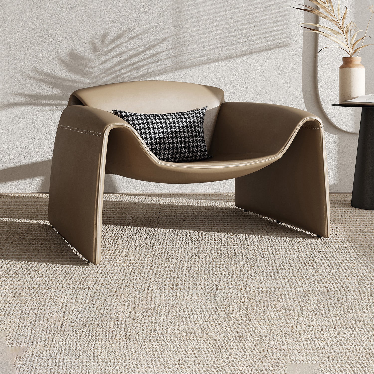 38.18" Wide Faux Leather Armchair Upholstered Pillow Back Accent Chair