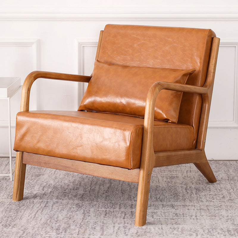 Mid-Century Modern Accent Armchair Living Room Round Arms Pillow Back Arm Chair