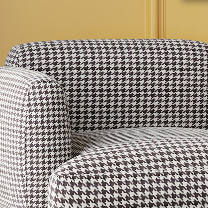 Modern Houndstooth Armchair Basic Four Leg Recessed Arms Chair