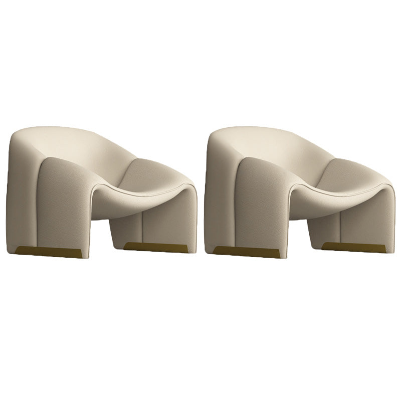 Scandinavian Arm Chair Solid Color Sloped Arms Sled Fixed Back Accent Armchair