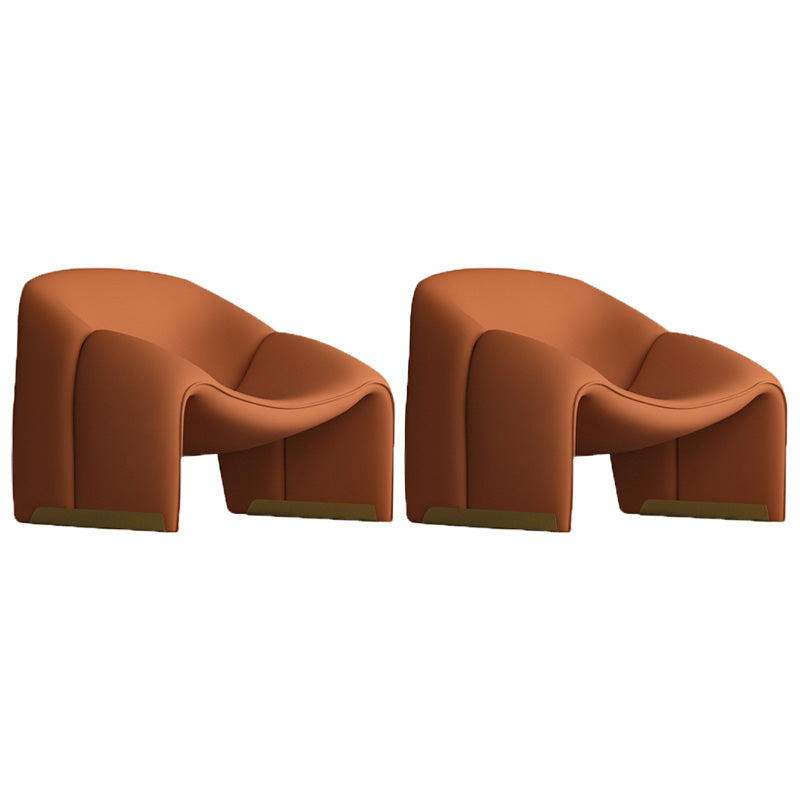 Scandinavian Arm Chair Solid Color Sloped Arms Sled Fixed Back Accent Armchair