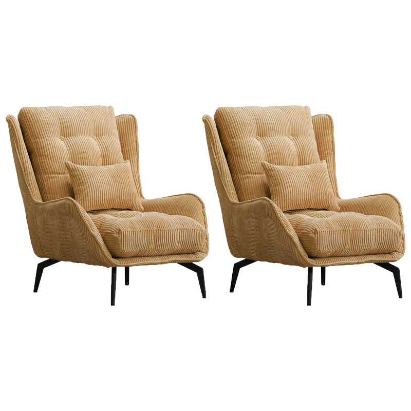 Modern Accent Chair Solid Color Corduroy Tufted Back Basic Four Leg Chair