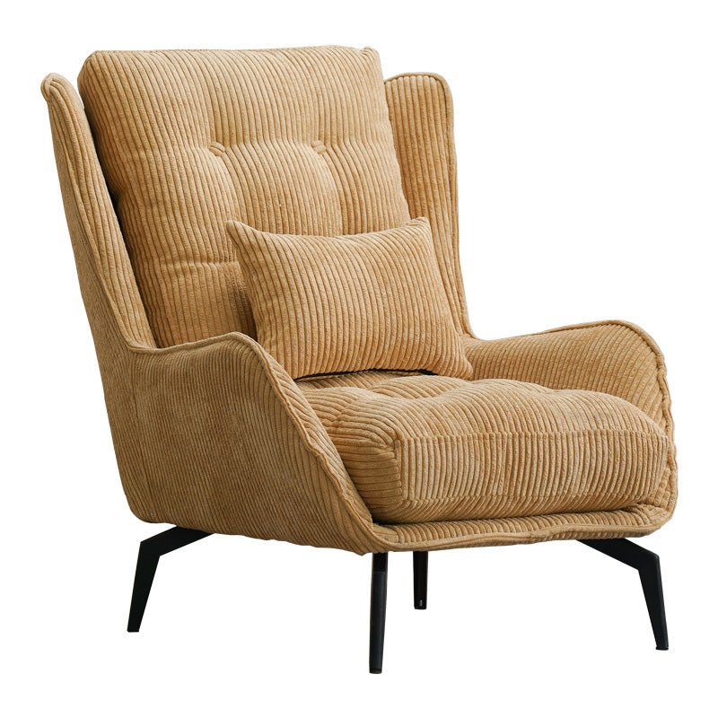 Modern Accent Chair Solid Color Corduroy Tufted Back Basic Four Leg Chair