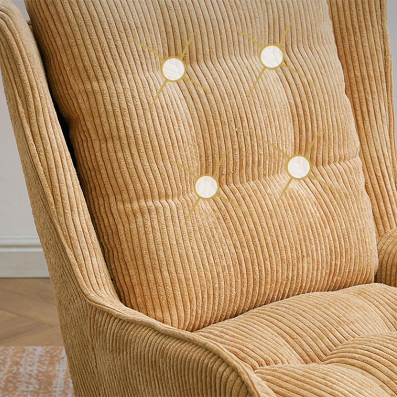 Modern Accent Chair Solid Color Corduroy Tufted Back Basic Four Leg Chair