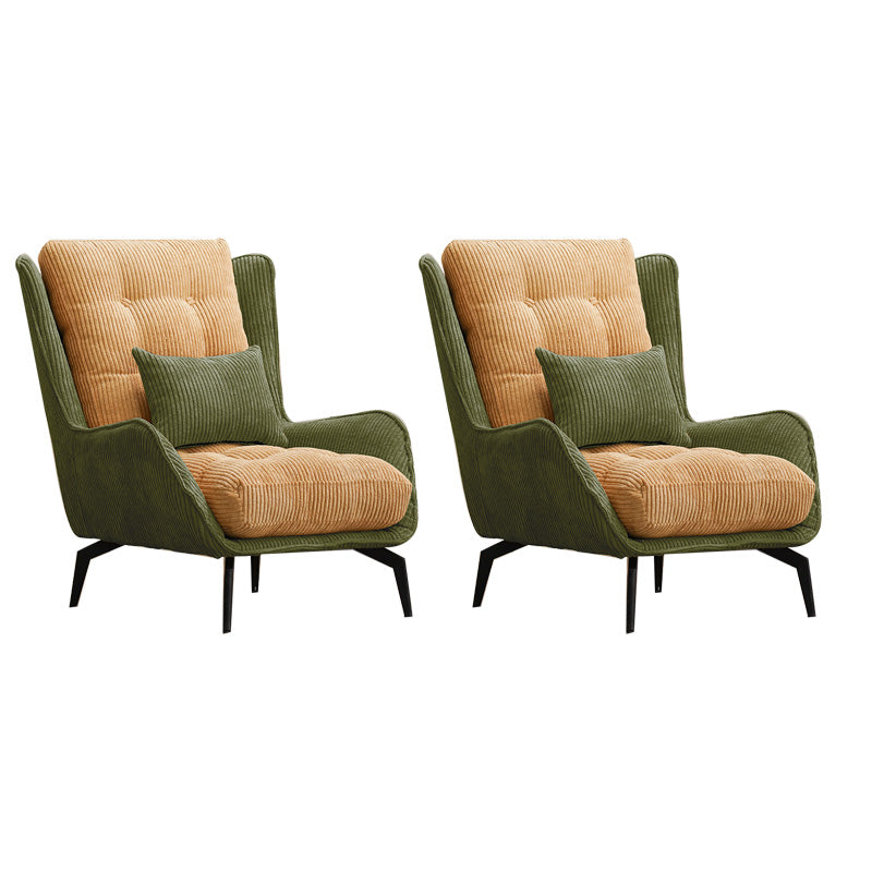 Modern Accent Chair Solid Color Corduroy Tufted Back Basic Four Leg Chair
