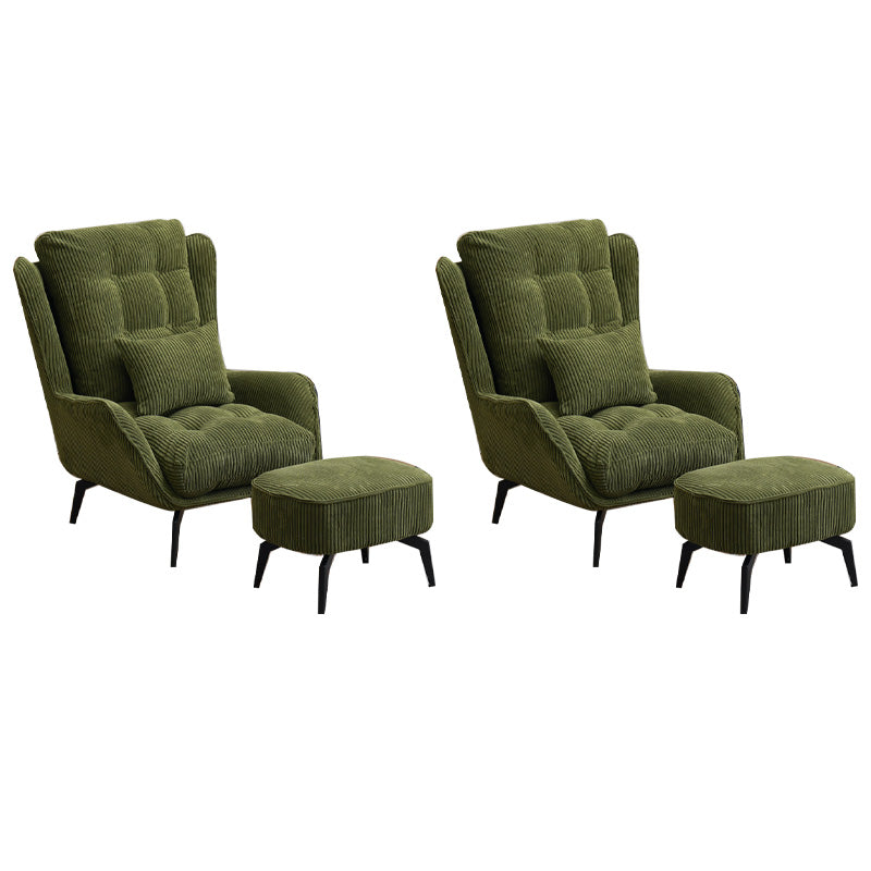 Modern Accent Chair Solid Color Corduroy Tufted Back Basic Four Leg Chair