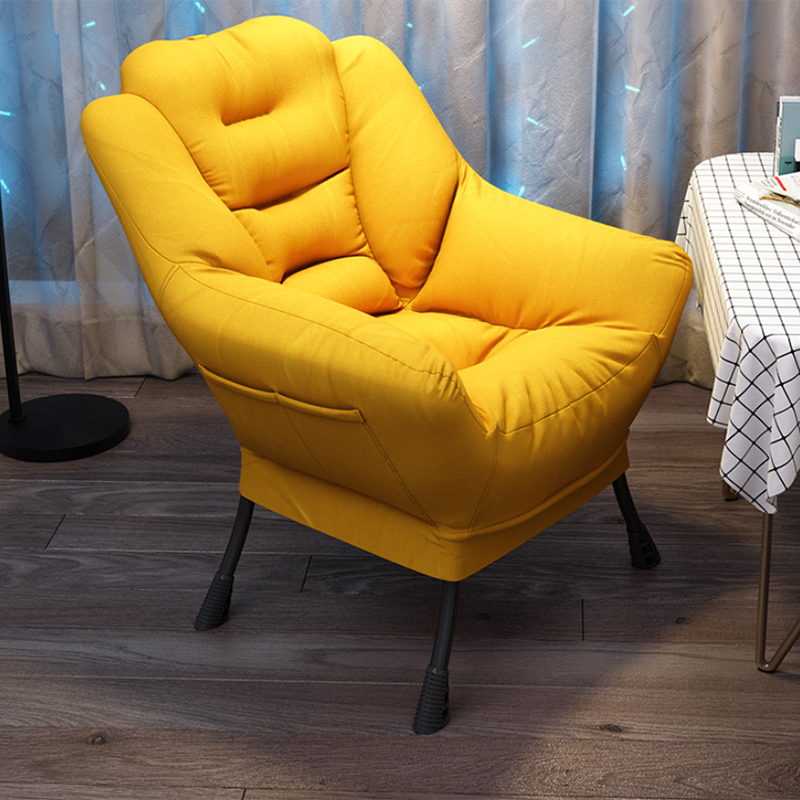 Scandinavian Accent Chair Solid Color Bedroom Reclining Basic Four Leg Arm Chair