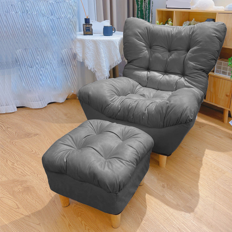 Scandinavian Parsons Chair Solid Color Living Room Reclining Basic Four Leg Accent Chair