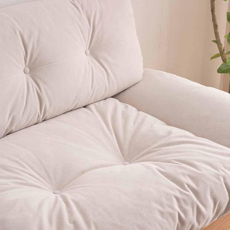 Contemporary Beige Sofa with Tufted Back and Flared Arm in Linen