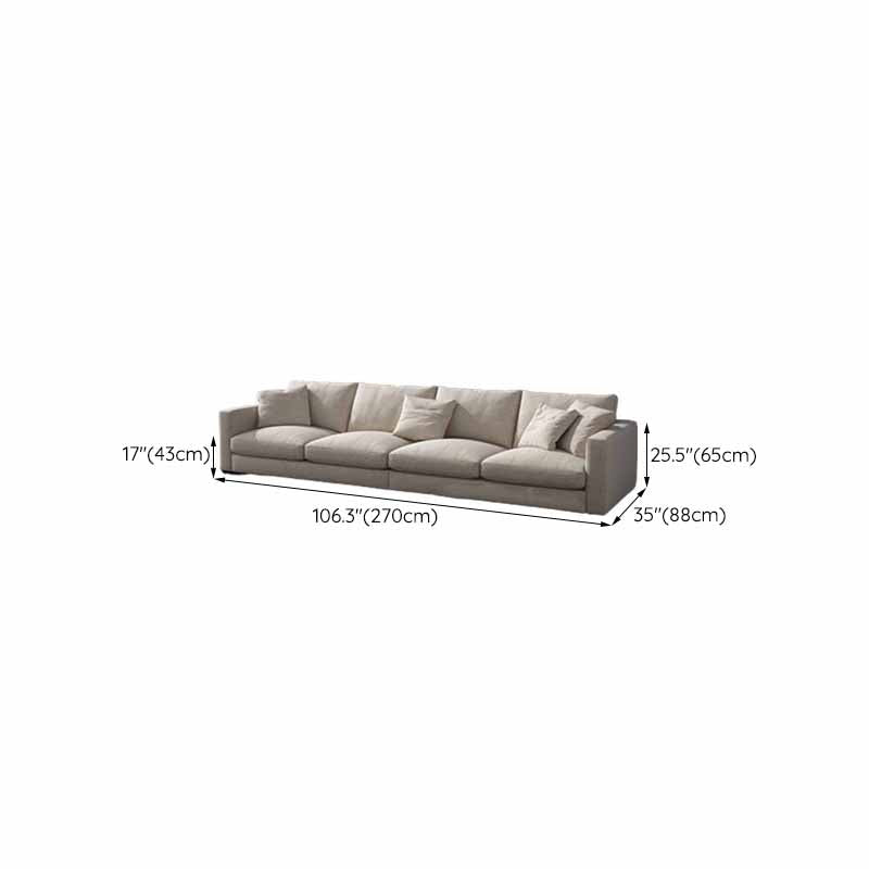 Contemporary Beige Sofa with Loose Back and Square Arms in Linen