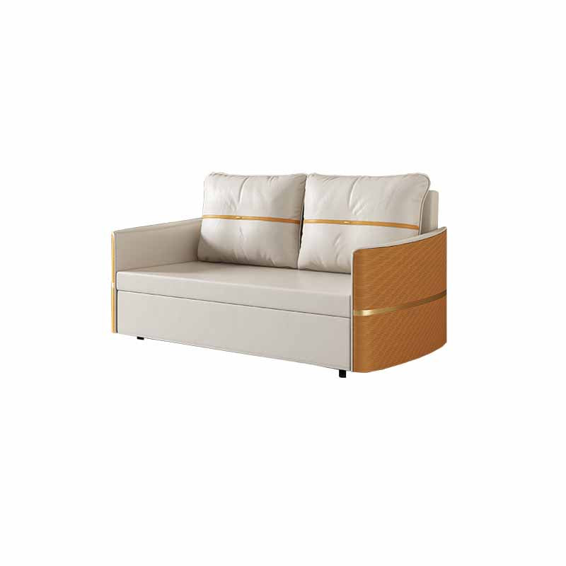Faux Leather Convertible Sofa Bed with Pillows Seating with Storage