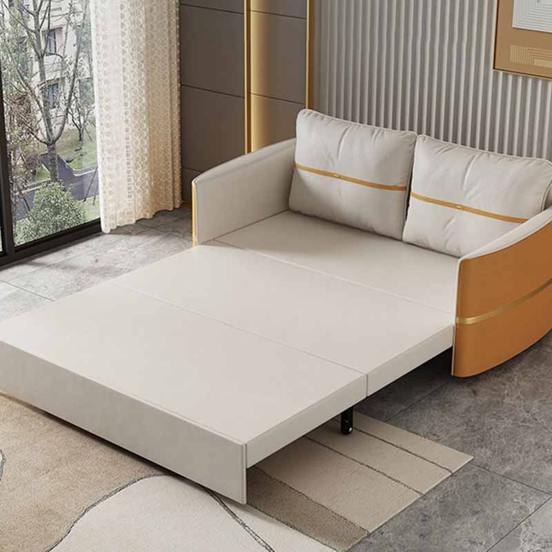 Faux Leather Convertible Sofa Bed with Pillows Seating with Storage