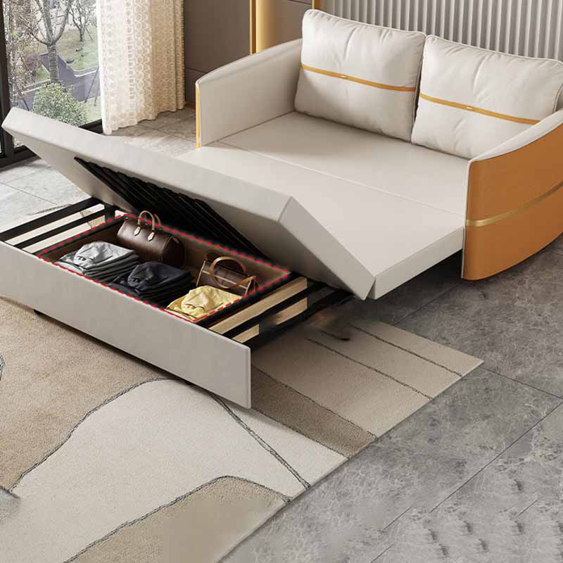 Faux Leather Convertible Sofa Bed with Pillows Seating with Storage
