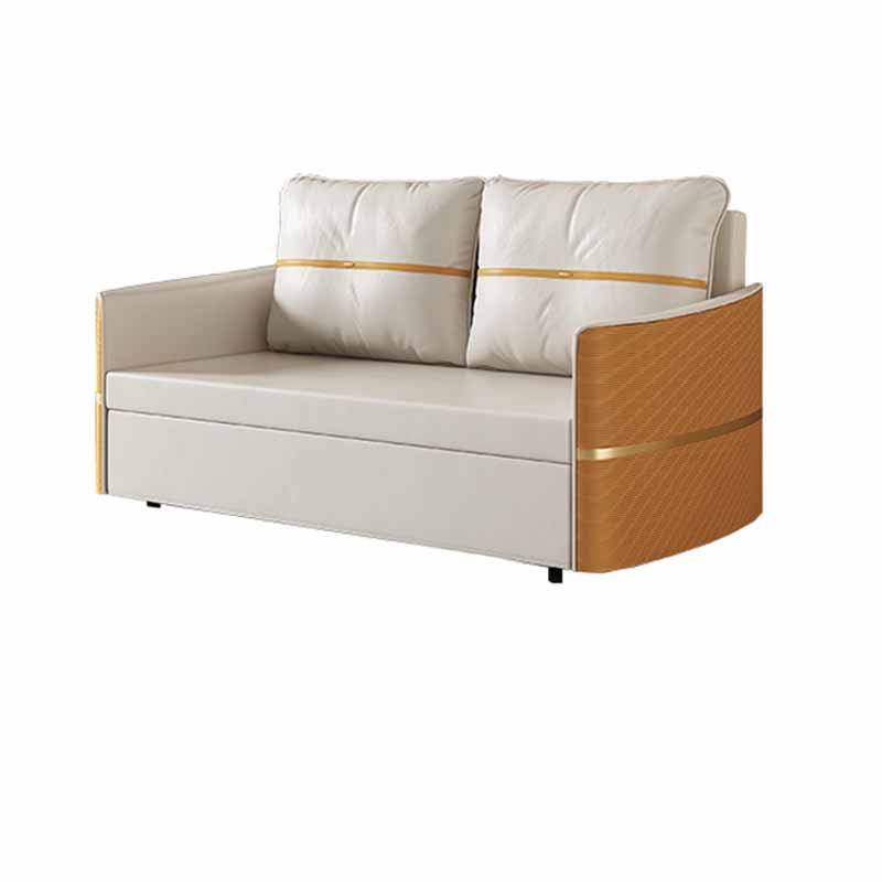 Faux Leather Convertible Sofa Bed with Pillows Seating with Storage